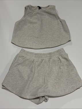 Papermoon Oatmeal Lounge Set Size Large Sleeveless Top & Skort Shorts